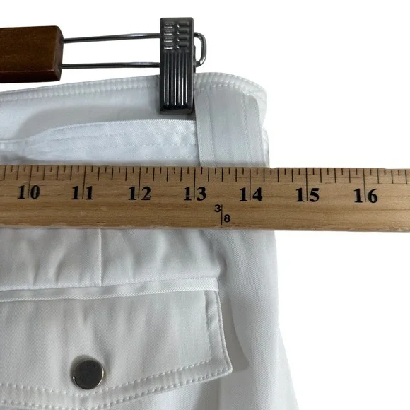 Cache White Cargo Capri Pants Belted Wide Leg Y2K Utility Trousers Womens 4 - Picture 4 of 11